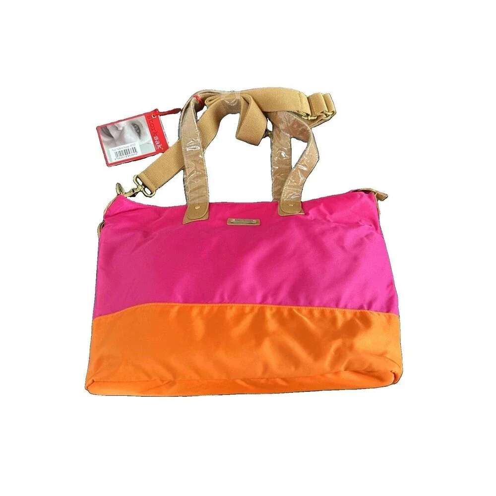 Storksak Nylon Tote Changing Bag Fuchsia Orange Diaper Bag SK3102 New w/Tags